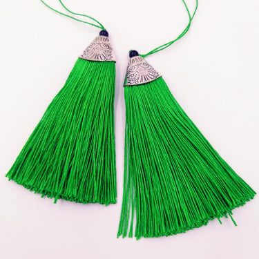 Green Tassels Artificial Silk Tassel with Cone Cap, Earring Tassel, Bridal Tassels